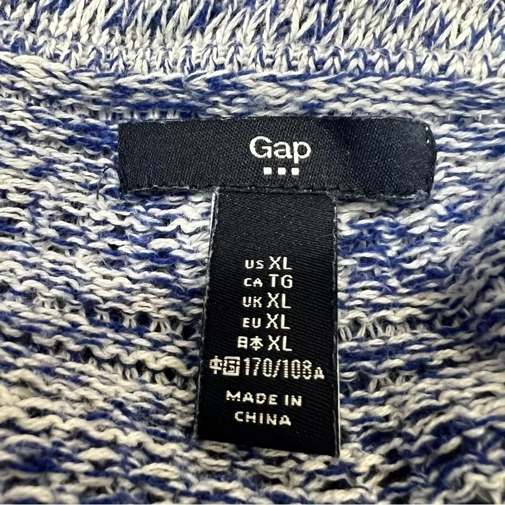 GAP Women's Marled Sleeveless Sweater Crew Neck Size XL Blue White 100% cotton - Picture 5 of 6
